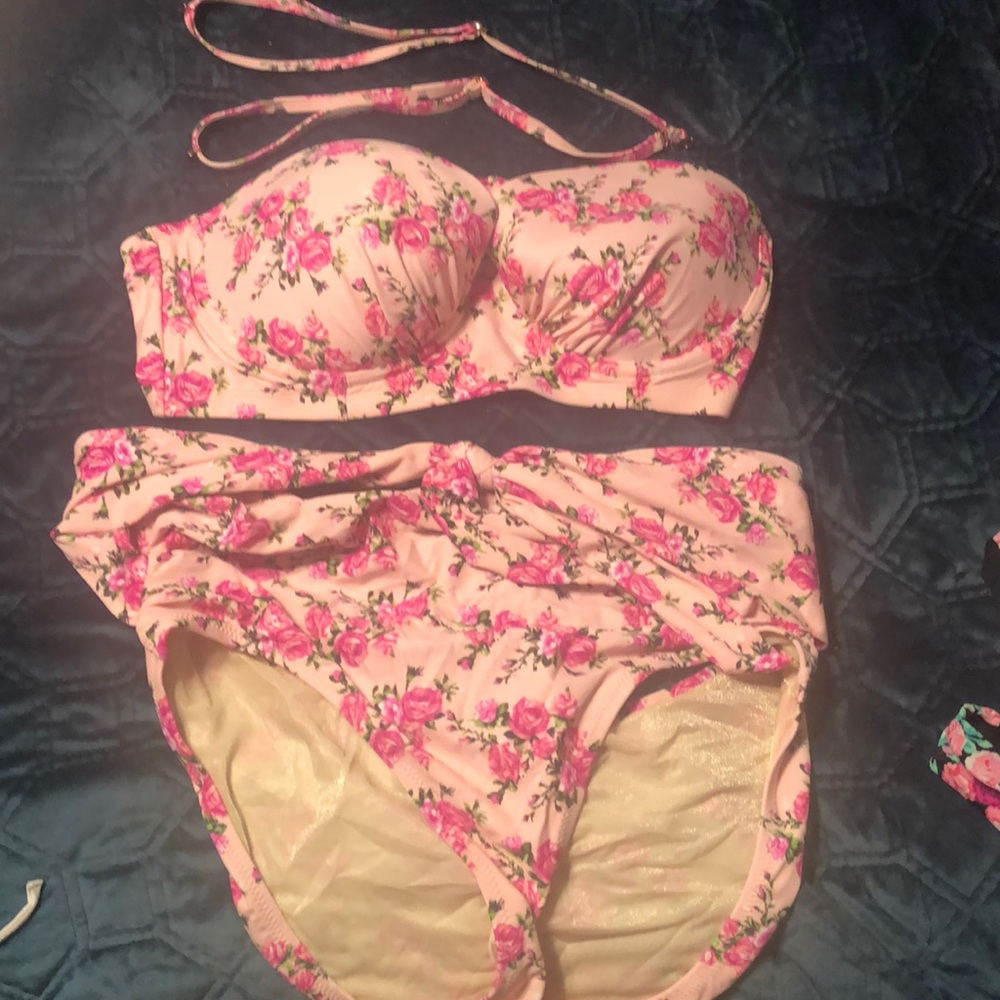 Betsey Johnson pink floral Bikini